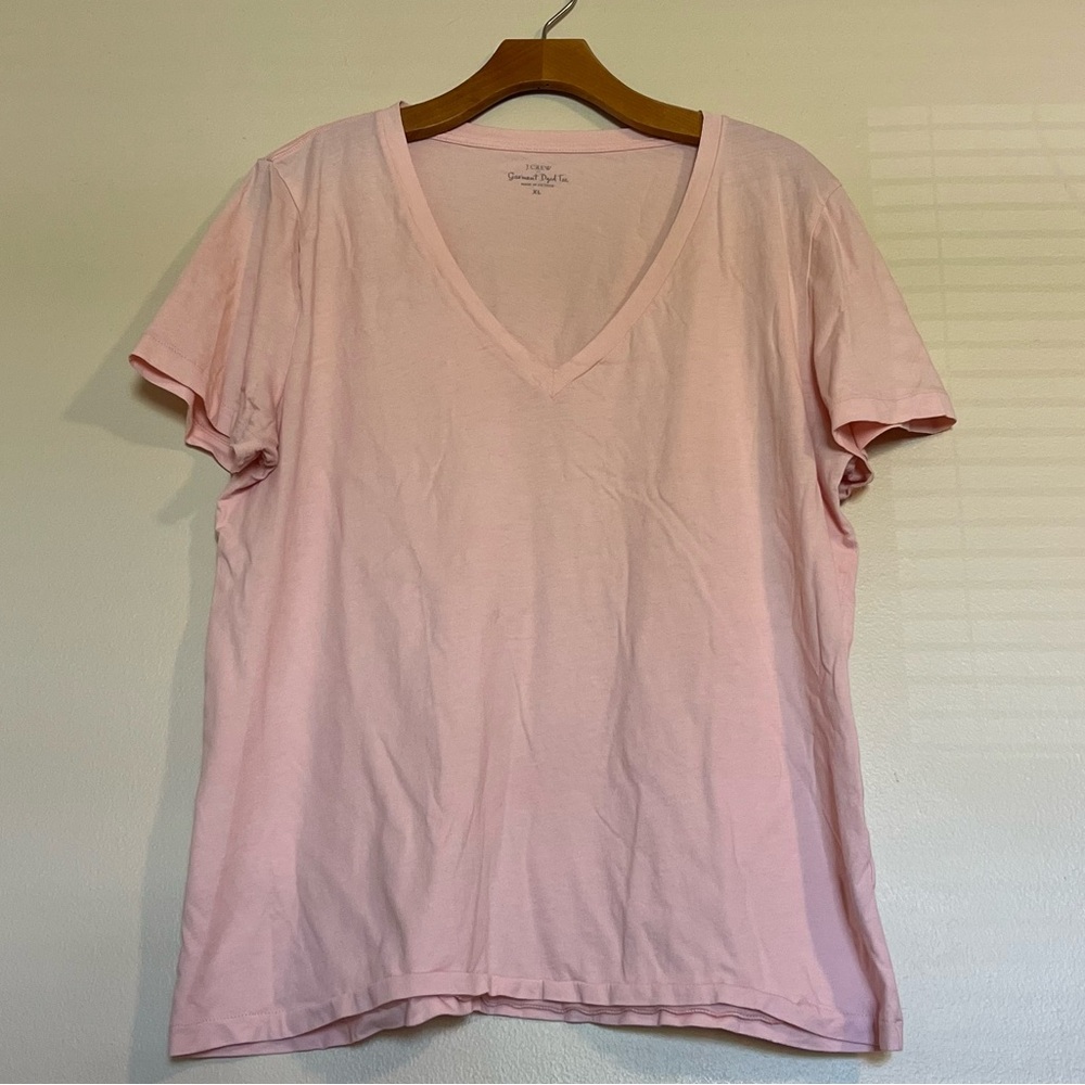 XL Light Pink J. Crew Garment Dyed V-neck Tee